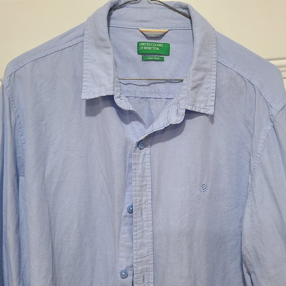 United Colors of Benetton Light Blue Men's Shirt Vintage